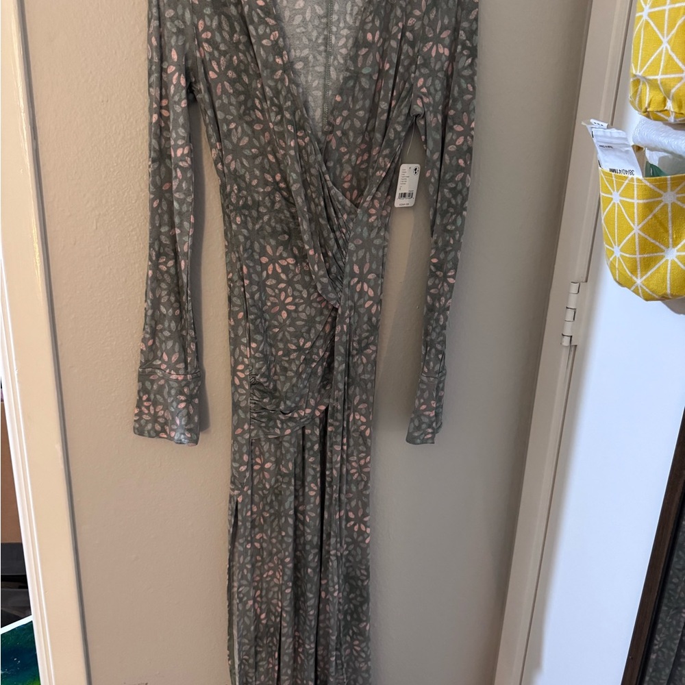 Free people Floral Long Sleeve Wrap Dress